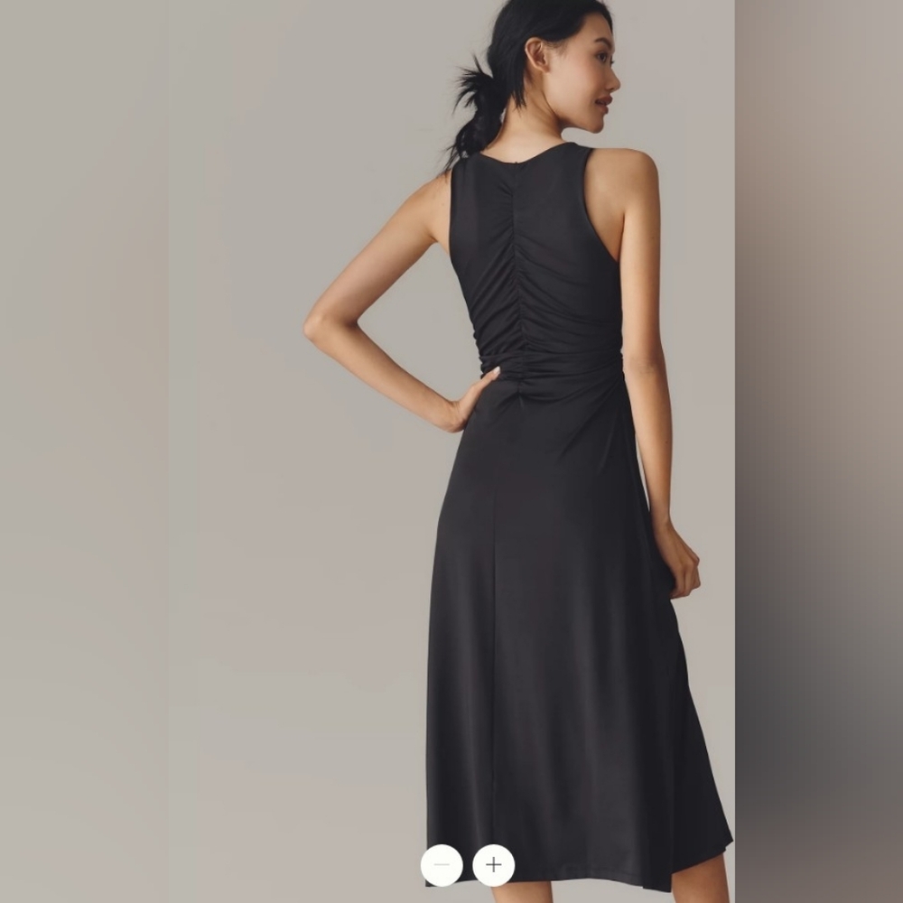NWT By Anthropologie Sleeveless Hardware Ruched Midi Dress - Picture 3 of 6